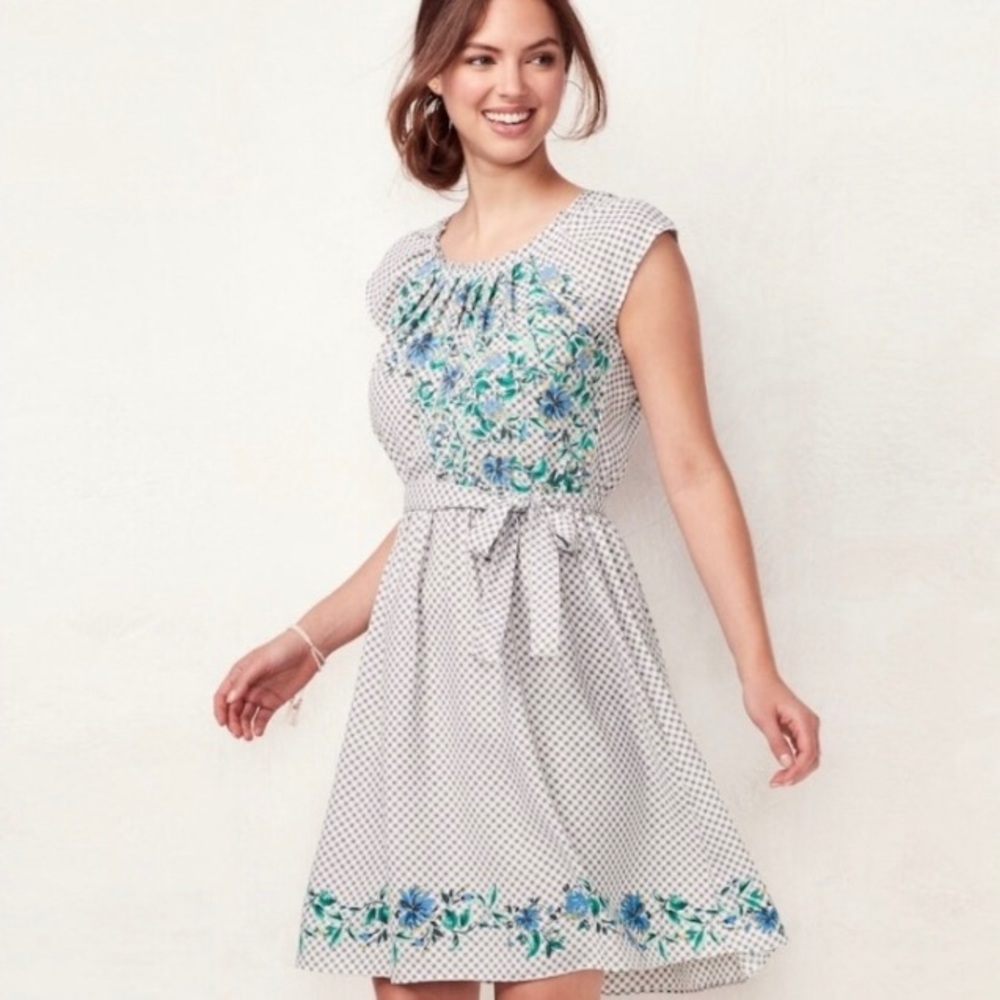 Lauren Conrad Marshmallow Gingham Pleated Dress